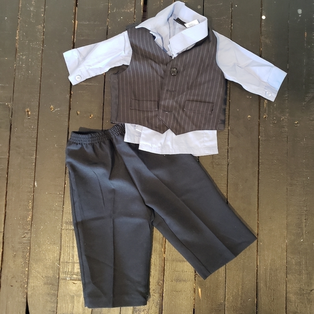 Baby Boy Church Outfit 3 Piece Navy Blue 3-6 Month